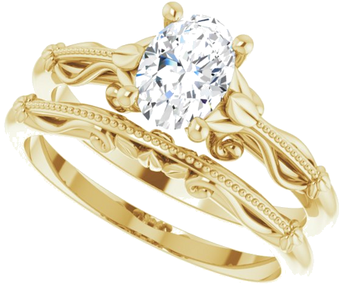 14K Yellow 7x5 mm Oval Sculptural-Inspired Engagement Ring Mounting (10)