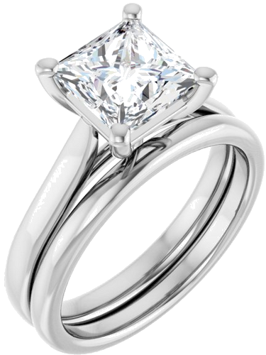 Platinum 7 mm Square Engagement Ring Mounting (6)