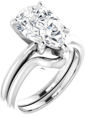 Sužadėtuvių Žiedas „Solitaire“ 585 Baltojo Aukso Pear Shape 12mm x 8mm (6)