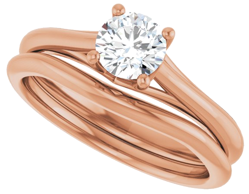 Sužadėtuvių Žiedas „Solitaire“ 585 Rožinis Aukso Round 5.2mm (10)