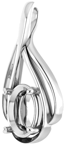 14K White  9x7 mm Oval Pendant Mounting (2)