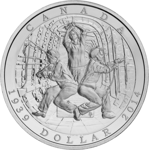 1 Doleris II-ojo Pasaulinio karo deklaracijos 75-metis 2014 Kanada sidabrinė moneta (1)