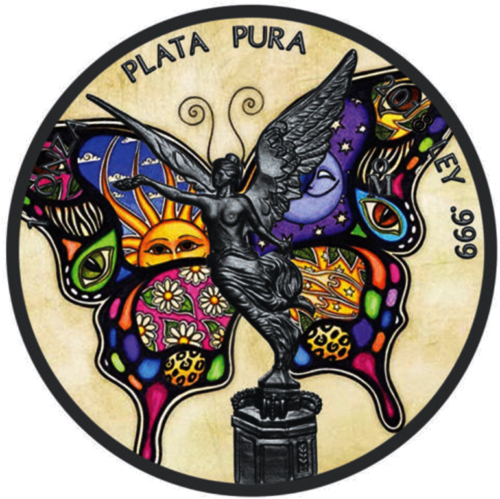 1 oz Drugelis - Libertad (Art of Color collection) spalvota sidabrinė moneta (1)