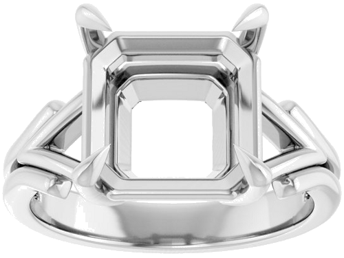 Sužadėtuvių Žiedas „Solitaire“ 585 Baltojo Aukso Asscher 10mm (3)