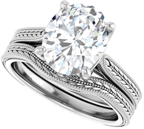 Sužadėtuvių Žiedas „Solitaire“ 585 Baltojo Aukso Oval 10mm x 8mm (10)