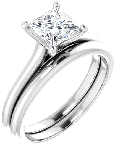 Sužadėtuvių Žiedas „Solitaire“ 585 Baltojo Aukso Square 5.5mm (6)