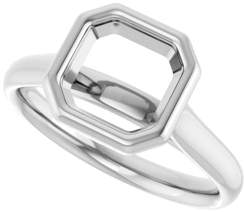 14K White  7 mm Asscher Solitaire Engagement Ring Mounting (5)