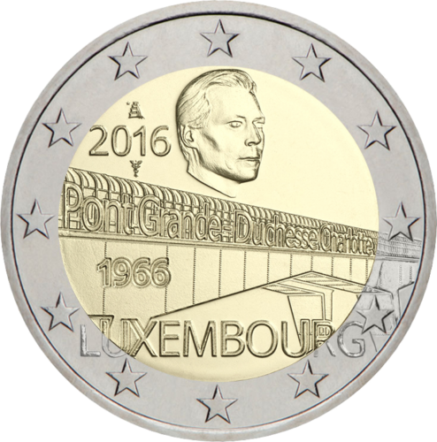 2016 Luxembourg Charlotte Bridge 2 euro coin (1)