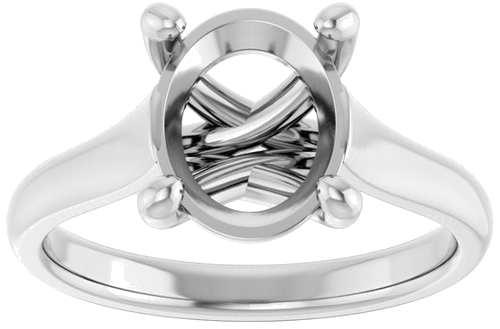 14K White 10x8 mm Oval Solitaire Engagement Ring Mounting (3)