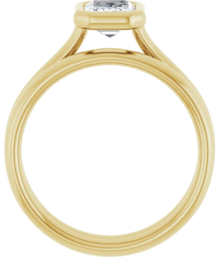 Sužadėtuvių Žiedas „Bezel-Set Solitaire“ 585 Geltonojo Aukso Emerald 7mm x 5mm (7)