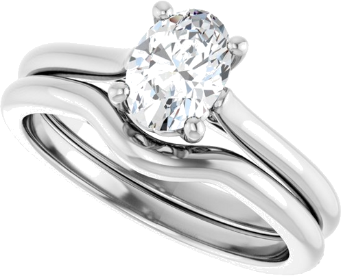 Sužadėtuvių Žiedas „Solitaire“ 585 Baltojo Aukso Oval 7mm x 5mm (10)