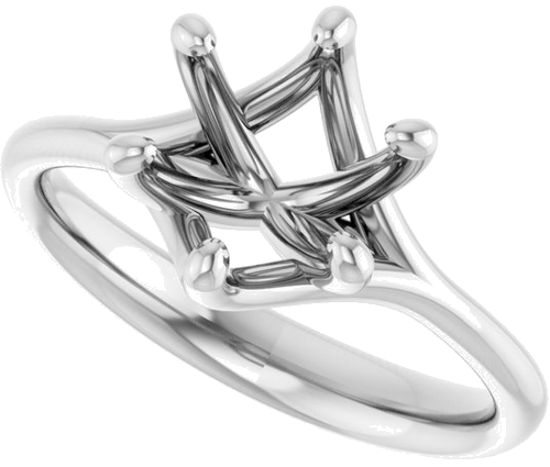 14K White 8 mm Round Engagement Ring Mounting (5)