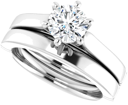 14K White 6 mm Round Engagement Ring Mounting (10)