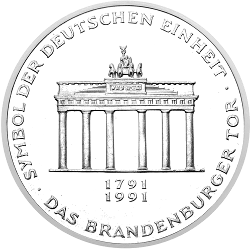 10 Mark Brandenburg Gate 1991 Germany Silver Coin (1)