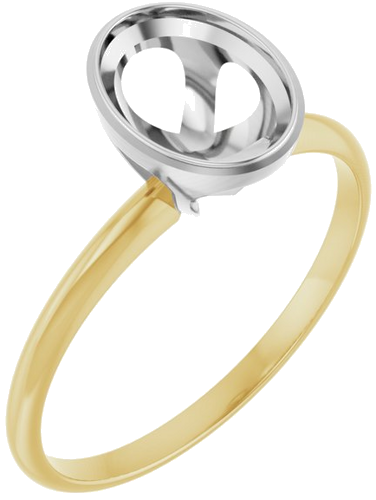 Sužadėtuvių Žiedas „Solitaire“ 585 Baltojo Ir Geltonojo Aukso Oval 8mm x 6mm (1)