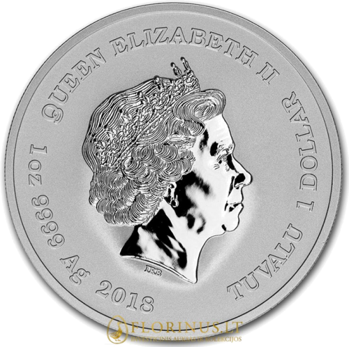 2018 Toras (Thor), Tuvalu, 1 doleris, 1 oz sidabrinė moneta (3)