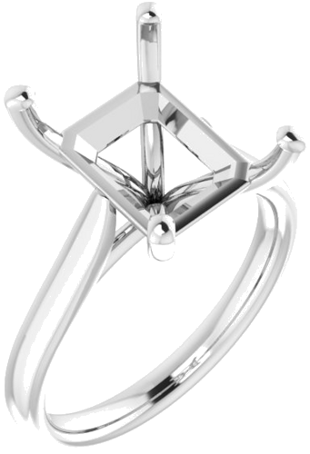 14K White 12x10 mm Emerald Engagement Ring Mounting (1)