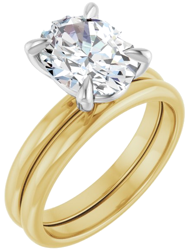 14K Yellow White 10 x 8 mm Oval Engagement Ring Mounting (6)