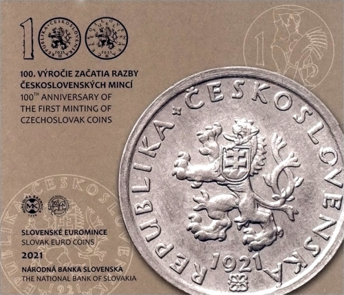 2021 Словакия Набор 100 лет чехословацким монетам BU (1)