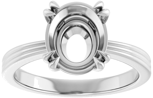 14K White 10x8 mm Oval Solitaire Engagement Ring Mounting (3)