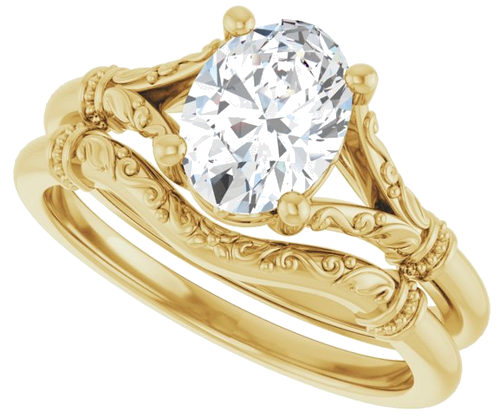 14K Yellow 8x6 mm Oval Solitaire Engagement Ring Mounting (10)