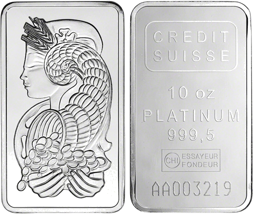 10 oz платинен кюлчe 999.5 PAMP/Heraeus (смесен производител) (2)