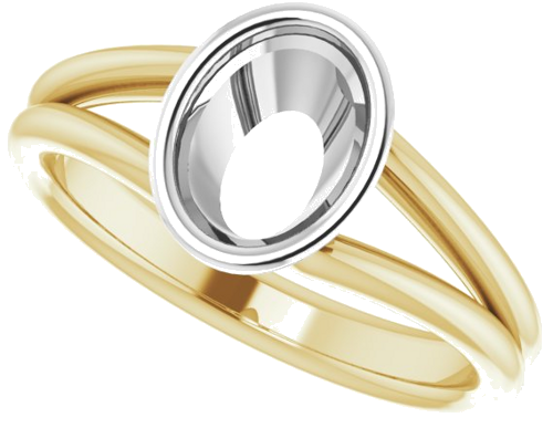 18K Yellow   White 8x6 mm Oval Engagement Ring Mounting (5)