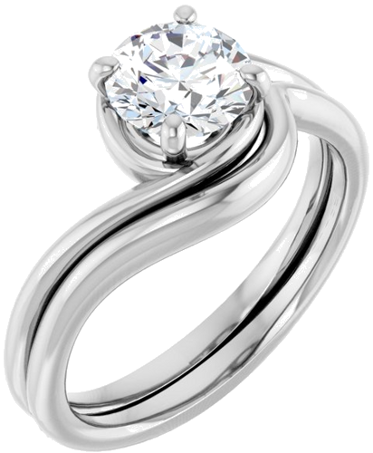 14K White 6.5 mm Round Engagement Ring Mounting (6)