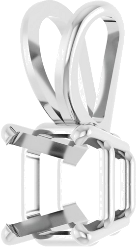 14K White 8x8 mm Asscher 4-Prong Pendant Mounting (2)