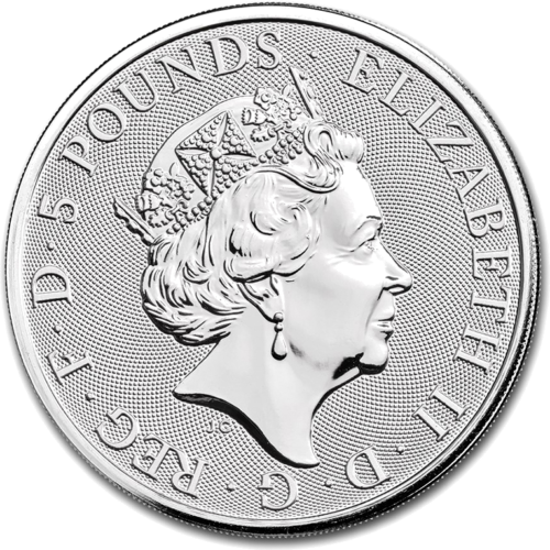 2 oz Сокол Звери Королевы 2019 Великобритания серебряная монета (3)