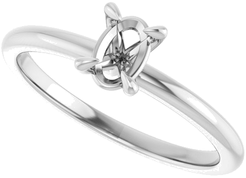 Sužadėtuvių Žiedas „Solitaire“ 585 Baltojo Aukso Oval 6mm x 4mm (5)