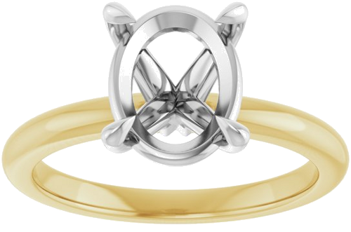 Sužadėtuvių Žiedas 585 Baltojo Ir Geltonojo Aukso Oval 10mm x 8mm (3)