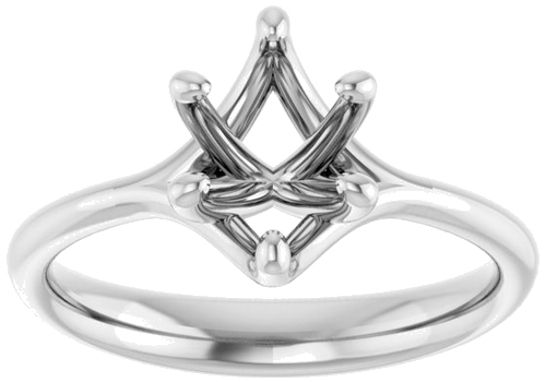 14K White 8x6 mm Oval Engagement Ring Mounting (3)