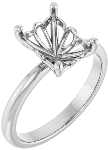 Sužadėtuvių Žiedas „Solitaire“ 585 Baltojo Aukso Emerald 9mm x 7mm (1)