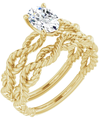 Sužadėtuvių Žiedas „Twisted Rope Solitaire“ 585 Geltonojo Aukso Oval 7mm x 5mm (6)