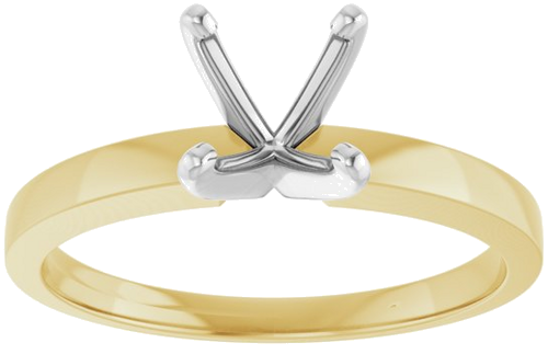 14K Yellow   White 6-6.6 mm Round 4-Prong Solitaire Ring Mounting (3)