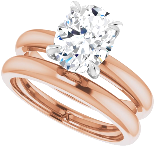 14K Rose White 9x7 mm Oval Solitaire Engagement Ring Mounting (10)