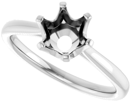 14K White 7 mm Round Engagement Ring Mounting (5)