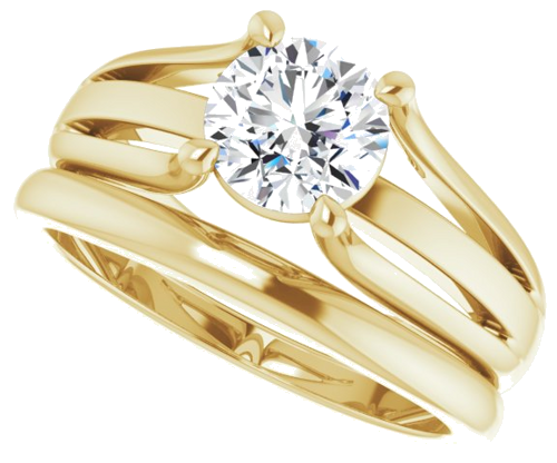 14K Yellow 6.5 mm Round Solitaire Engagement Ring Mounting (10)