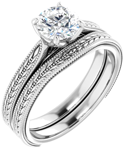 Platinum  6 mm Round Solitaire Engagement Ring Mounting (6)