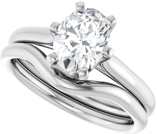 Sužadėtuvių Žiedas „Solitaire“ 585 Baltojo Aukso Oval 8mm x 6mm (10)