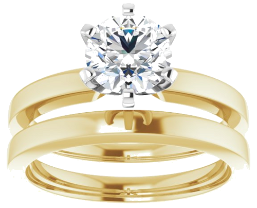 Sužadėtuvių Žiedas „Solitaire“ 585 Baltojo Ir Geltonojo Aukso Round 6.5mm (8)