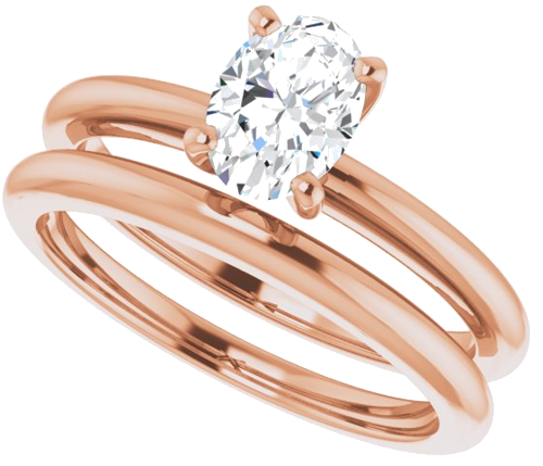 14K Rose  7x5 mm Oval Solitaire Engagement Ring Mounting (10)