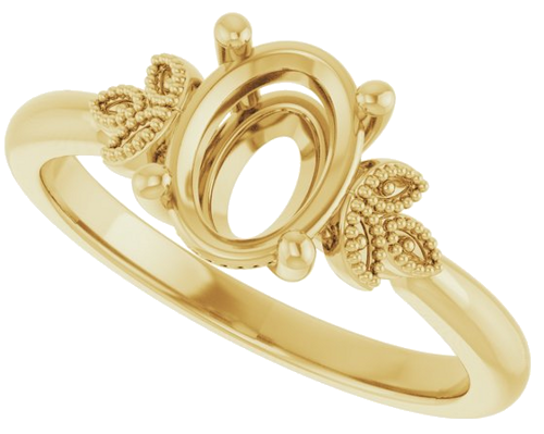 14K Yellow 8x6 mm Oval Solitaire Engagement Ring Mounting (5)