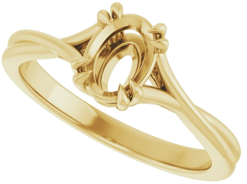 Sužadėtuvių Žiedas „Solitaire“ 585 Geltonojo Aukso Oval 7mm x 5mm (5)