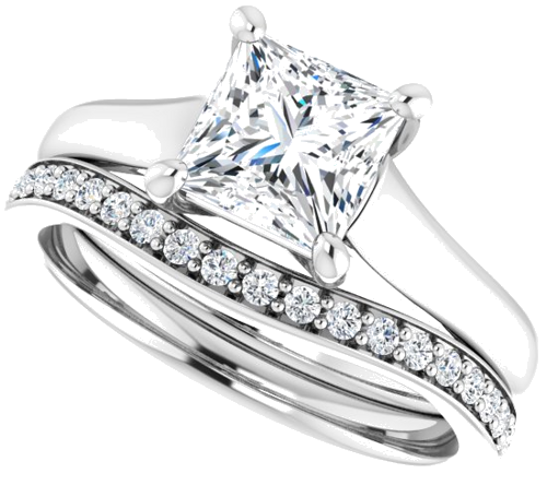 Sužadėtuvių Žiedas „Solitaire“ 585 Baltojo Aukso Square 6mm (10)