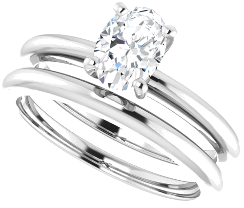 Sužadėtuvių Žiedas „Solitaire“ 585 Baltojo Aukso Oval 7mm x 5mm (10)