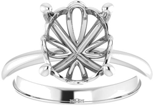 14K White 11x9 mm Oval Solitaire Engagement Ring Mounting (3)