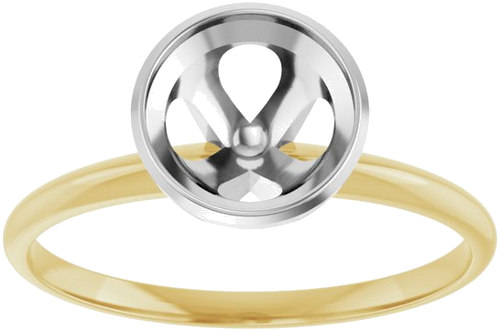 14K Yellow White 7 mm Round Solitaire Engagement Ring Mounting (3)