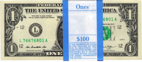 Oficiali 1 JAV dolerio bankinė pakuotė (1 USD x 100 vnt.) (3)